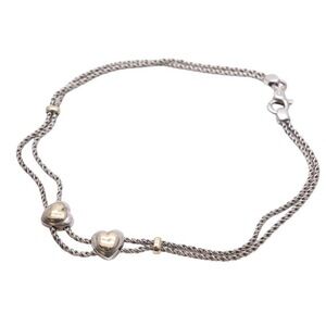 TIFFANY Co Double Heart Rope Necklace Silver Gold